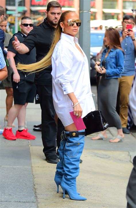 Jennifer Lopez’s Versace Denim Boots & Pantless 